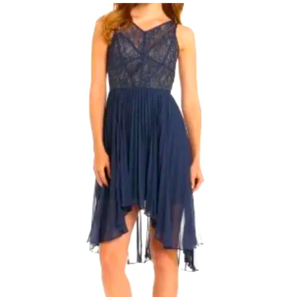 Max & Cleo by BCBG High Low Pleated Cocktail Dress